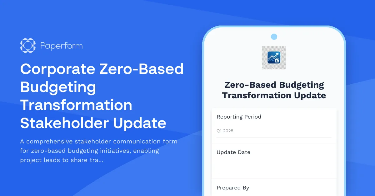 Corporate Zero-Based Budgeting Transformation Stakeholder Update