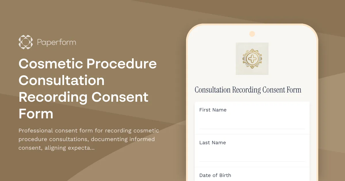 Cosmetic Procedure Consultation Recording Consent Form