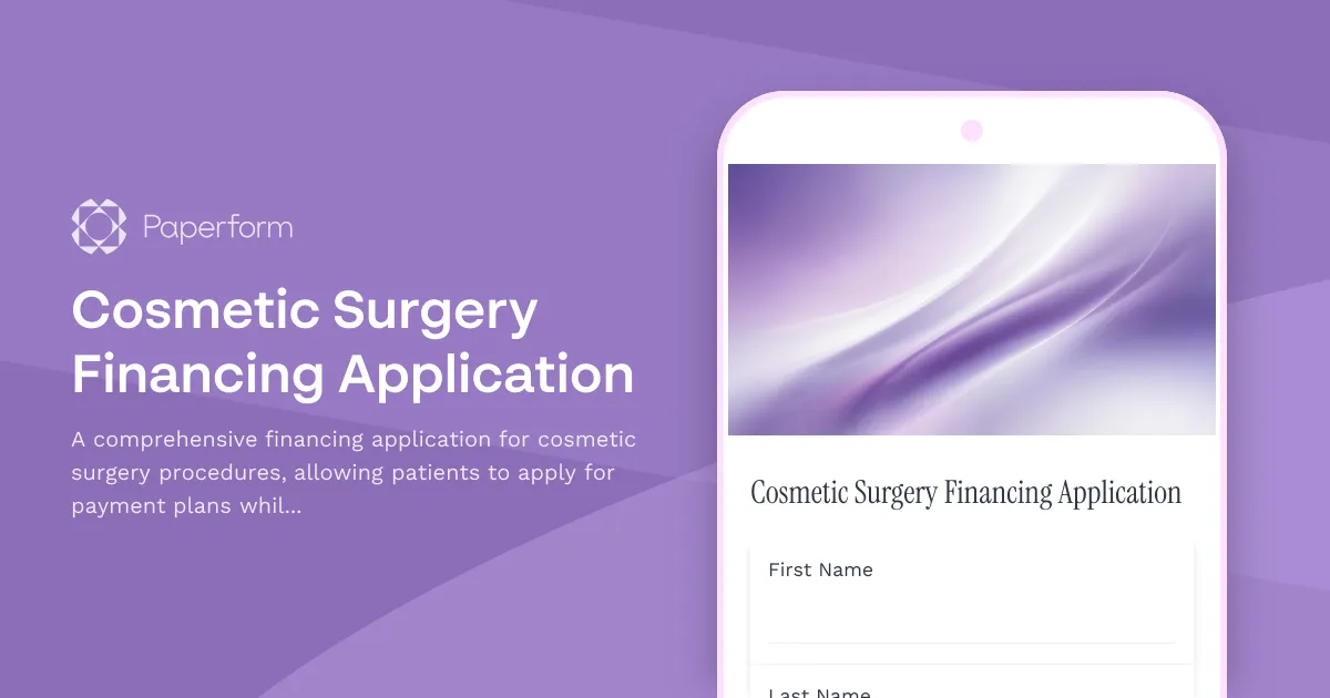 Cosmetic Surgery Financing Application