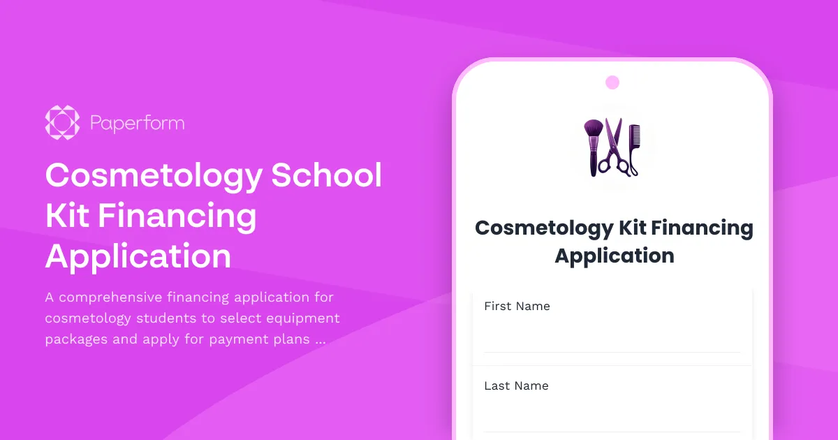 Cosmetology School Kit Financing Application