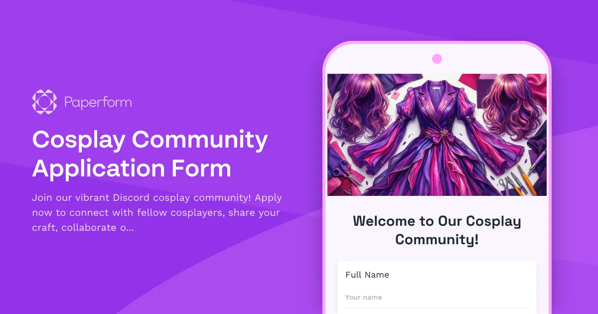 Cosplay Community Application Form