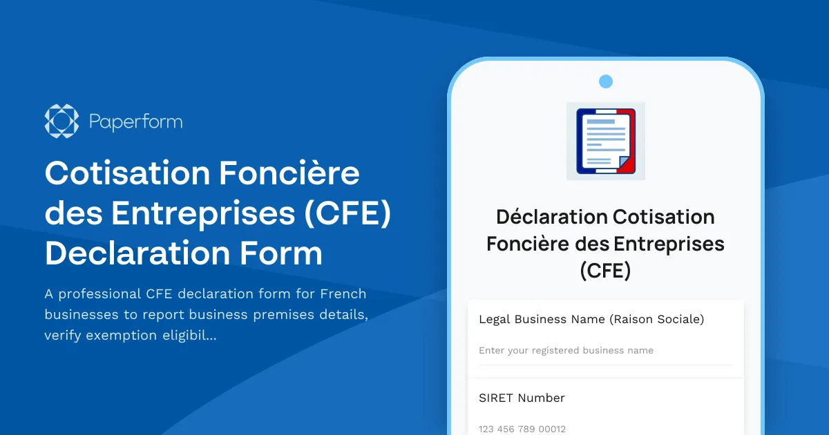 Cotisation Foncière des Entreprises (CFE) Declaration Form