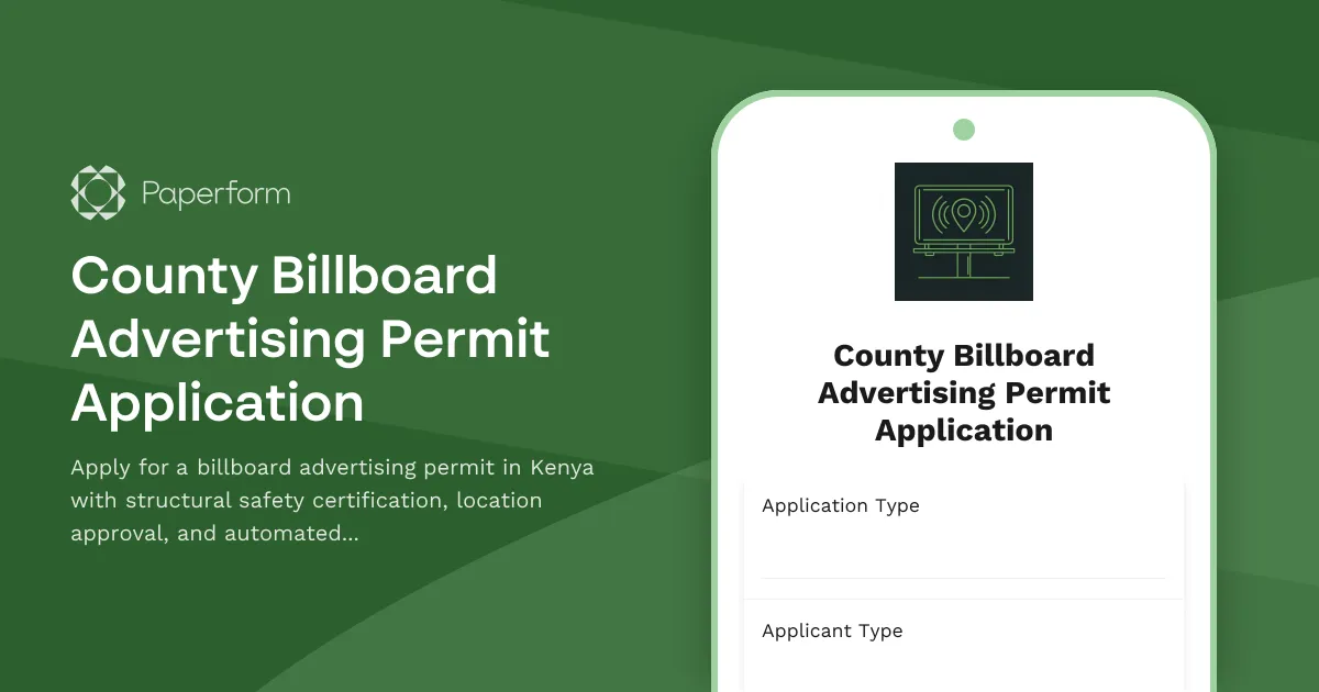 County Billboard Advertising Permit Application
