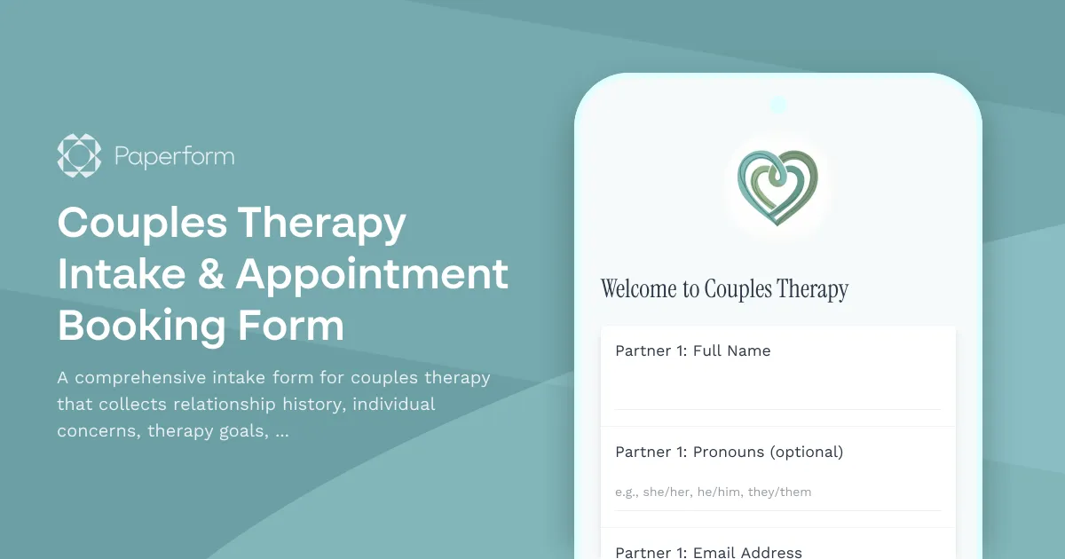 Couples Therapy Intake & Appointment Booking Form