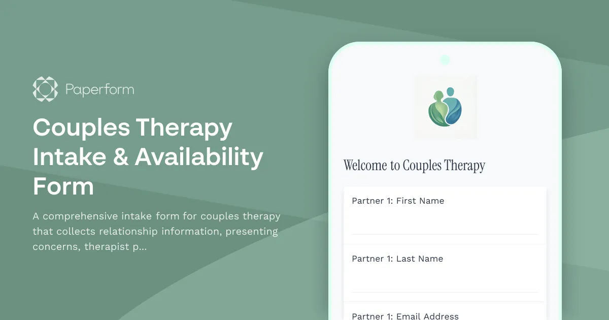 Couples Therapy Intake & Availability Form