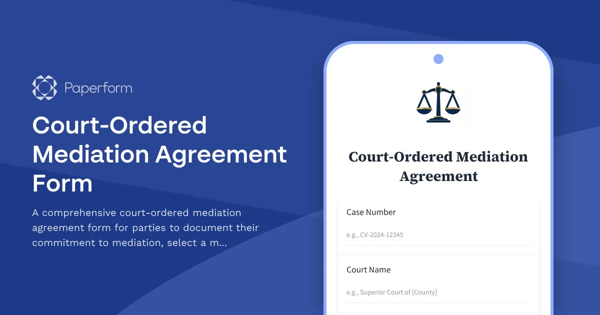 Court-Ordered Mediation Agreement Form