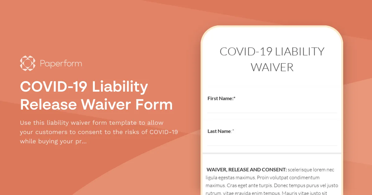 COVID-19 Liability Release Waiver Form