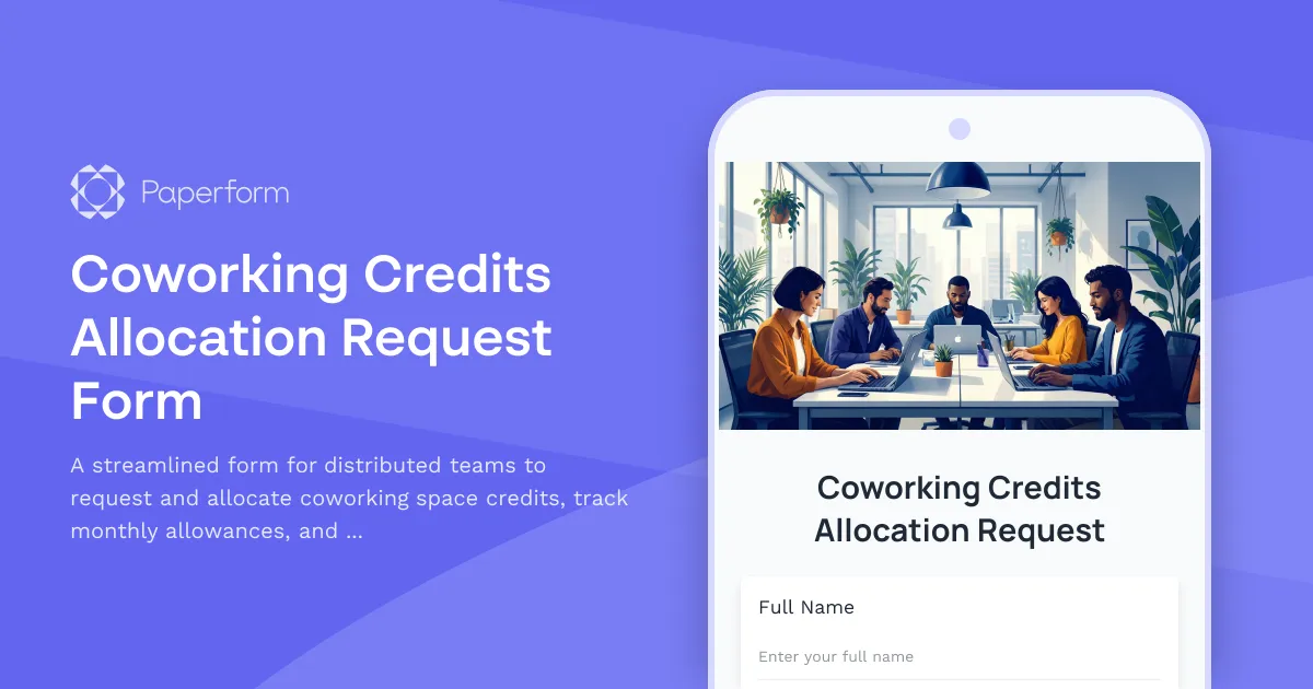 Coworking Credits Allocation Request Form