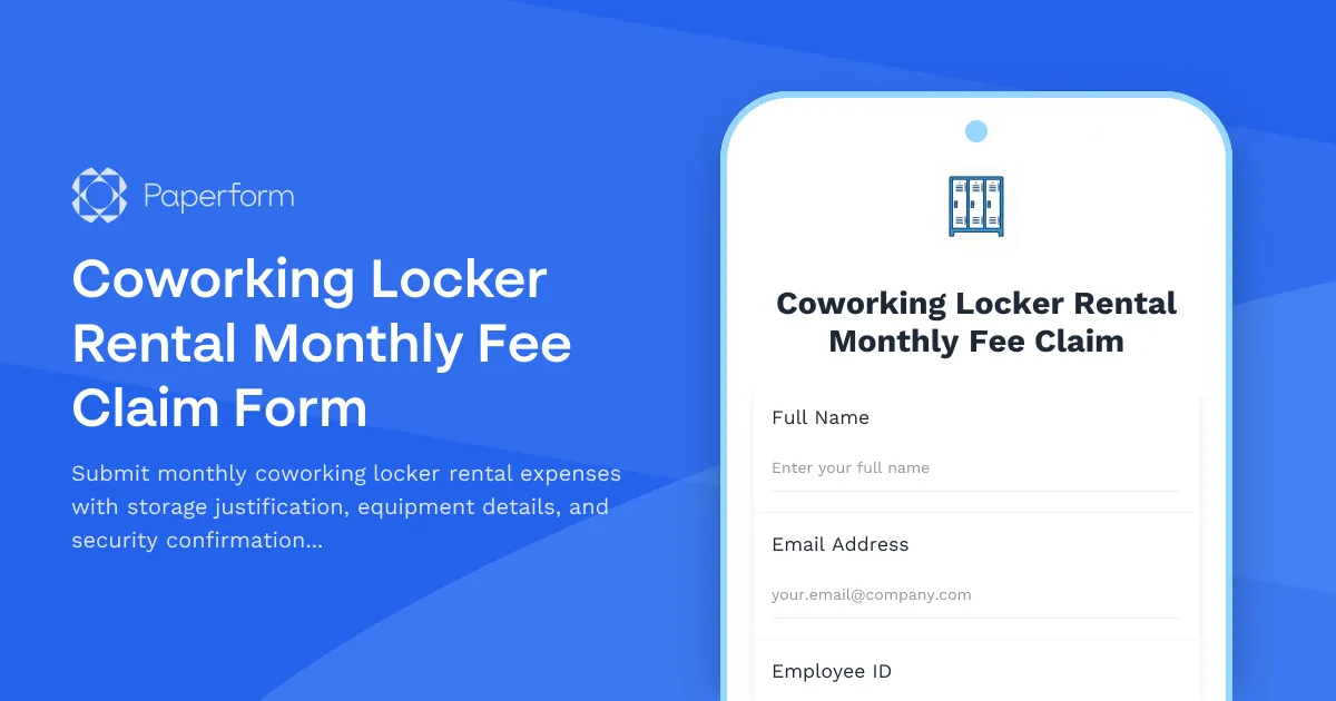 Coworking Locker Rental Monthly Fee Claim Form