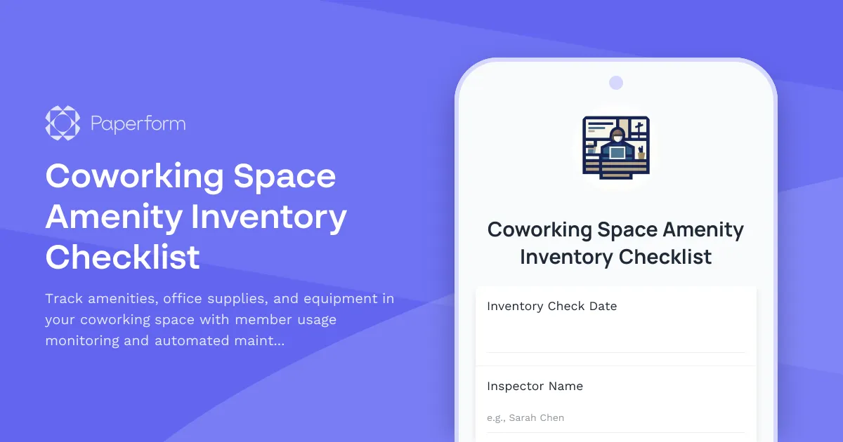 Coworking Space Amenity Inventory Checklist