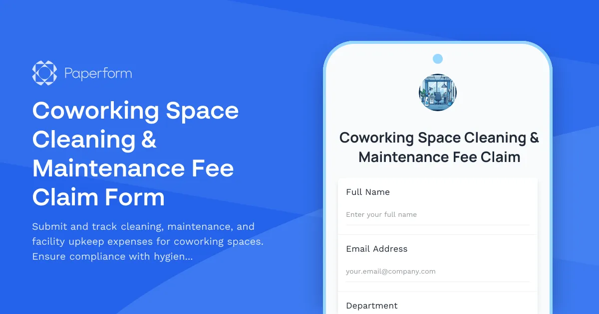 Coworking Space Cleaning & Maintenance Fee Claim Form