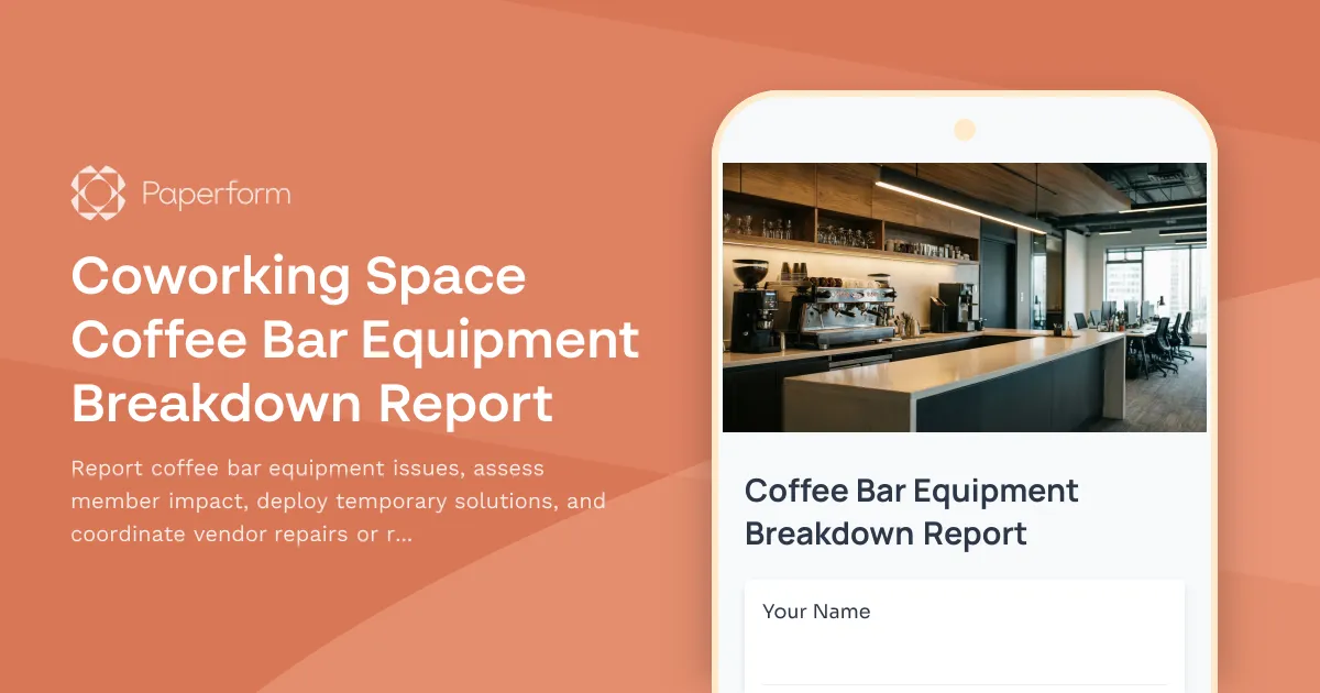 Coworking Space Coffee Bar Equipment Breakdown Report
