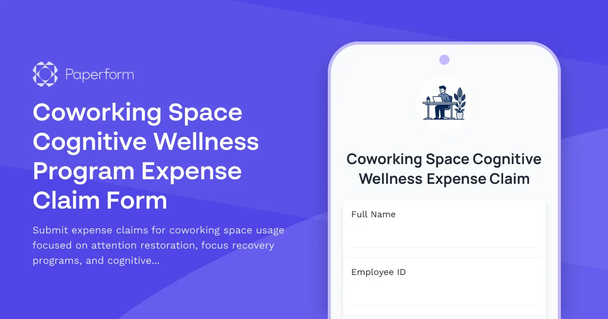 Coworking Space Cognitive Wellness Program Expense Claim Form