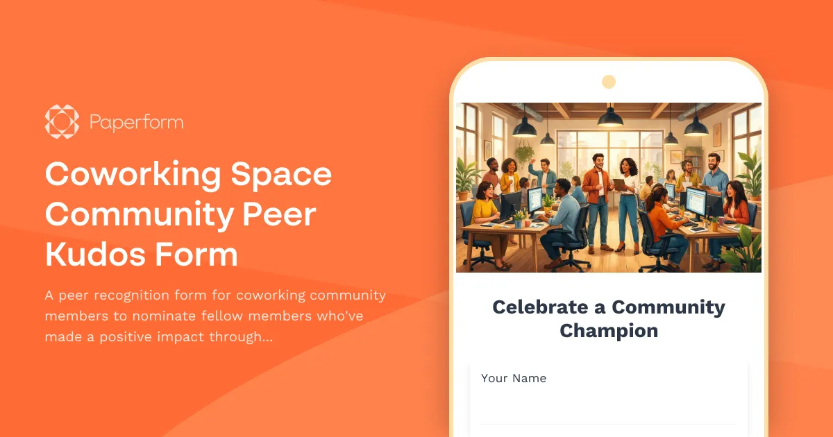 Coworking Space Community Peer Kudos Form
