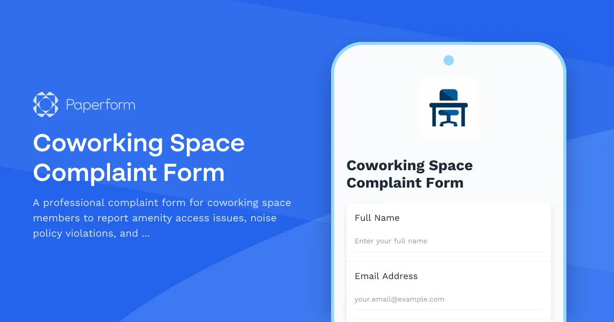 Coworking Space Complaint Form