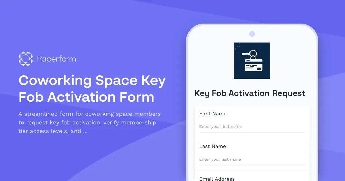 Coworking Space Key Fob Activation Form