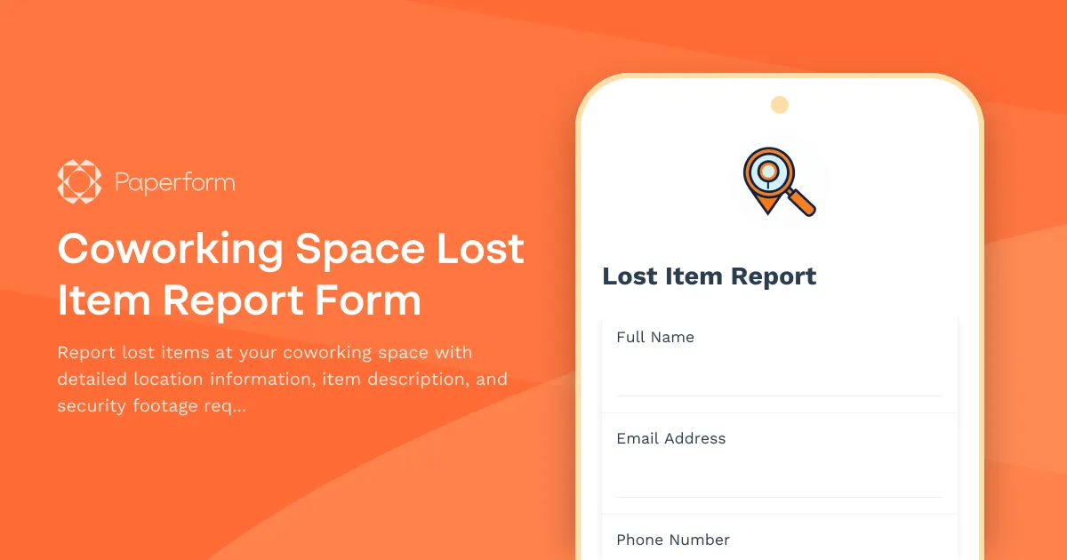 Coworking Space Lost Item Report Form
