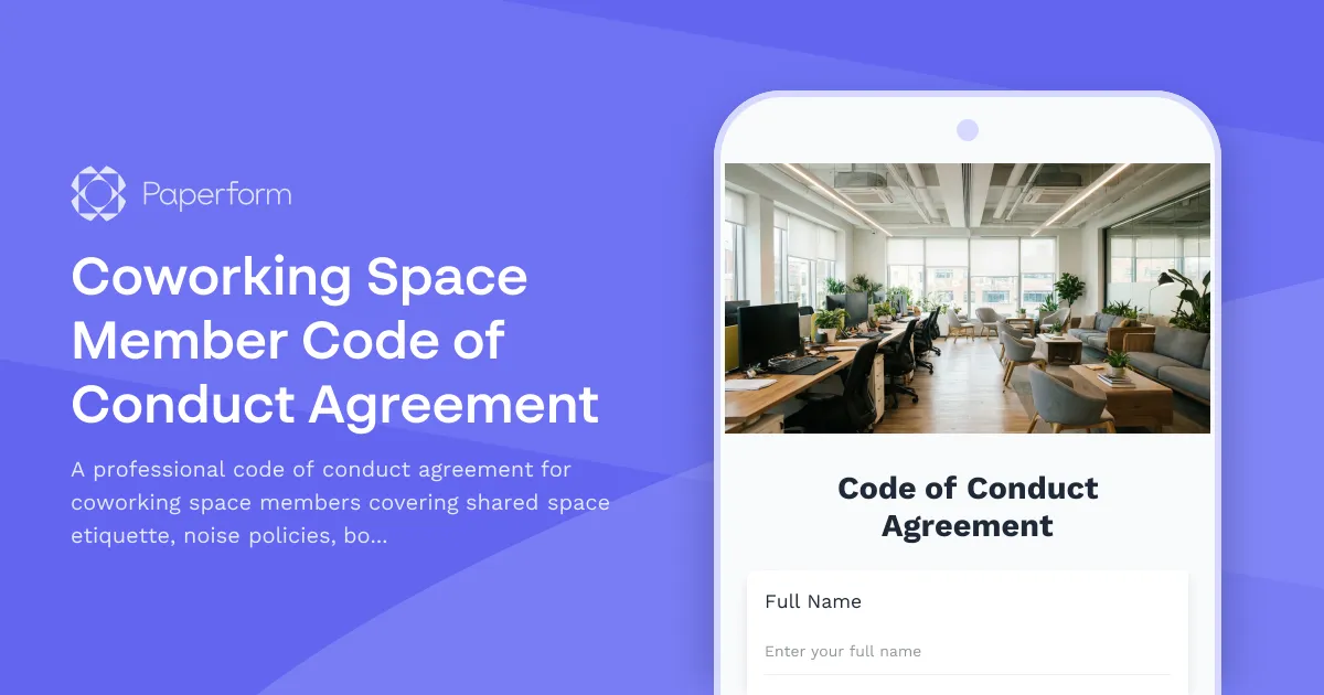 Coworking Space Member Code of Conduct Agreement