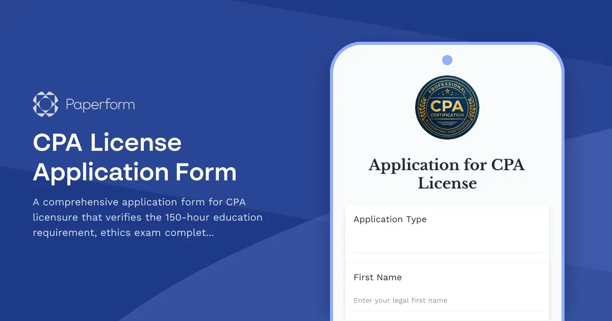 CPA License Application Form