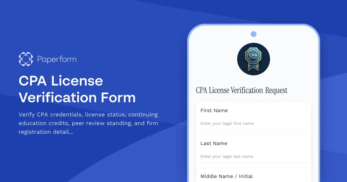 CPA License Verification Form