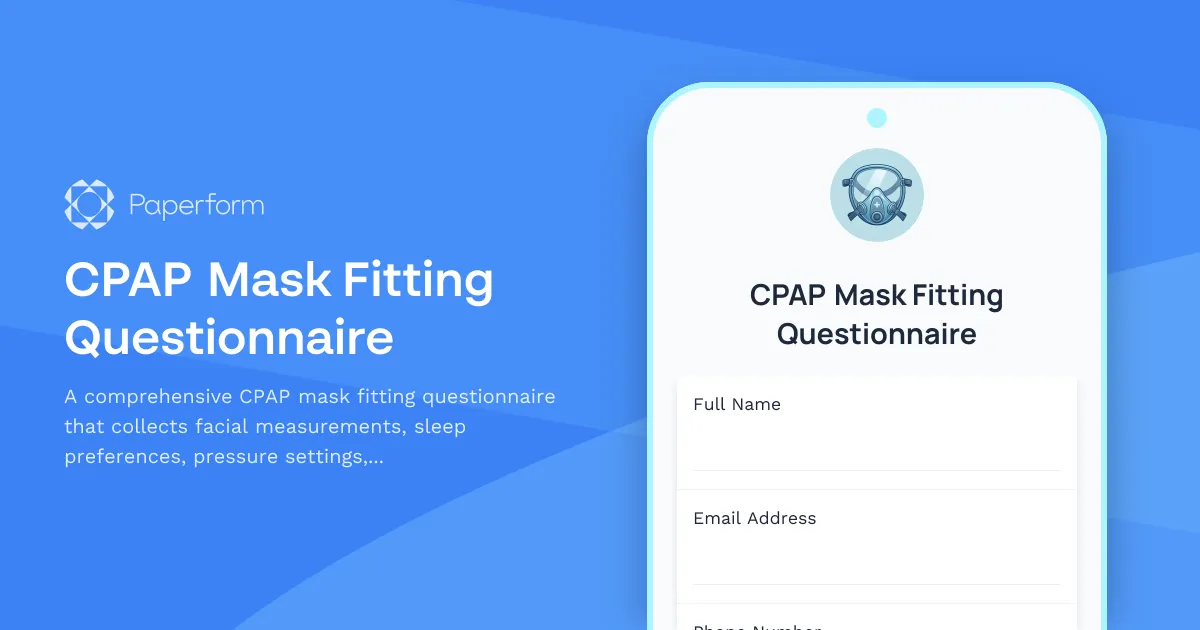 CPAP Mask Fitting Questionnaire