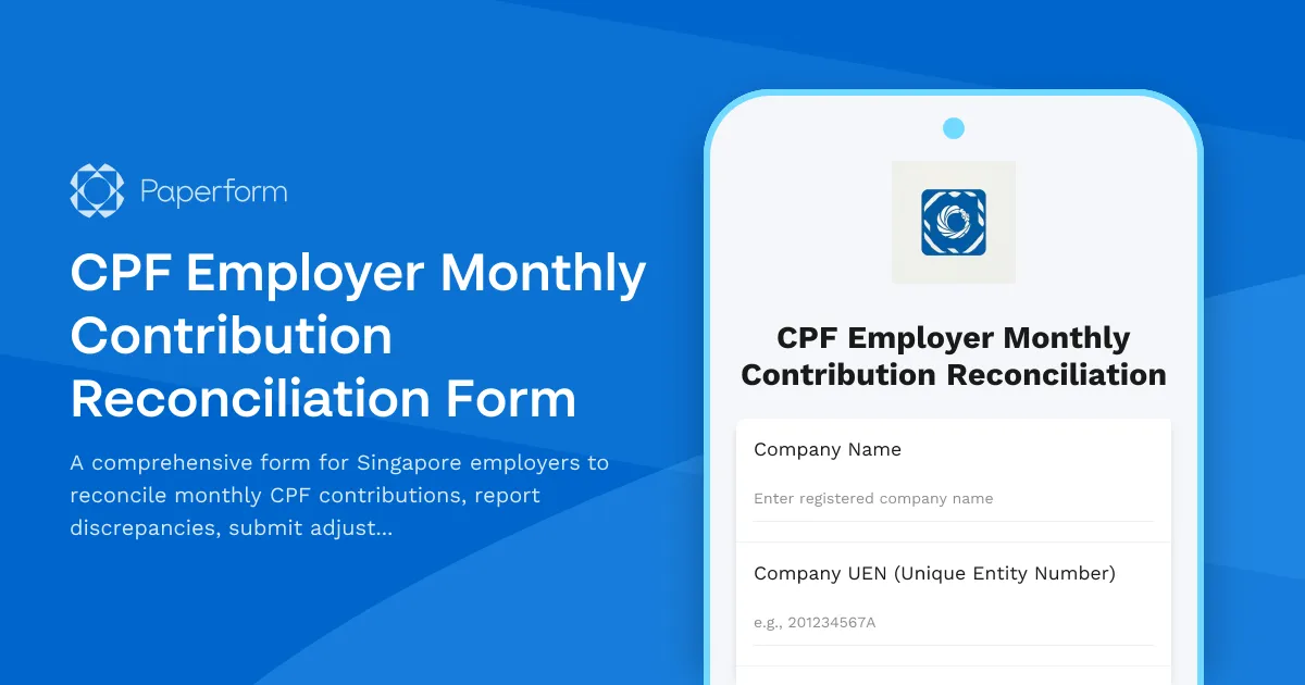 CPF Employer Monthly Contribution Reconciliation Form