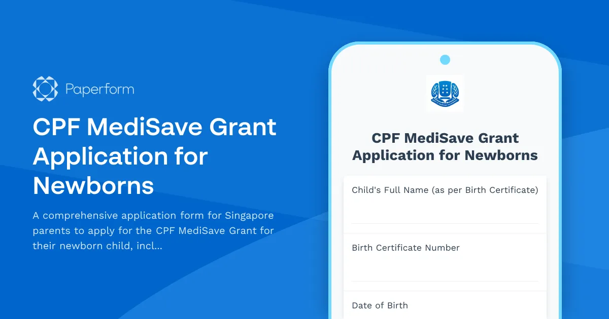 CPF MediSave Grant Application for Newborns