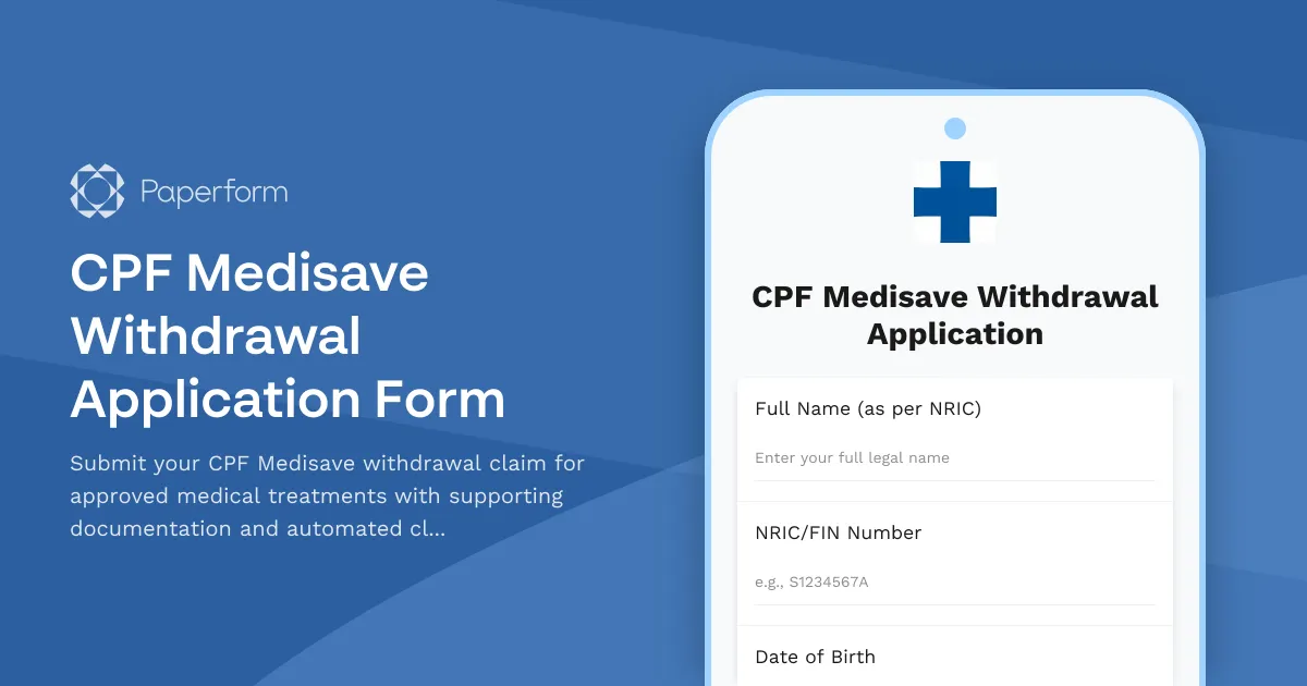 CPF Medisave Withdrawal Application Form