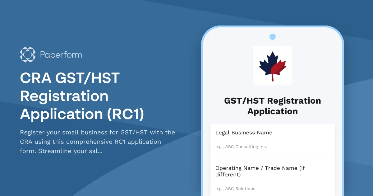 CRA GST/HST Registration Application (RC1)