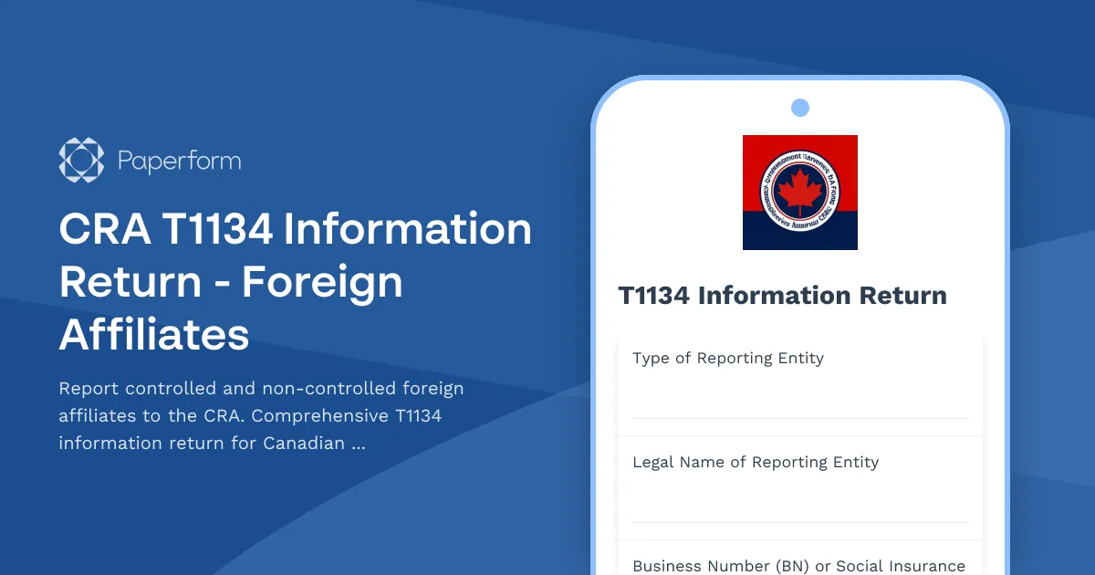 CRA T1134 Information Return - Foreign Affiliates