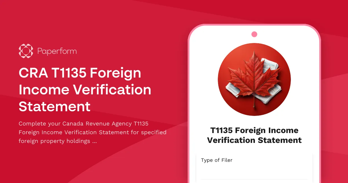 CRA T1135 Foreign Income Verification Statement