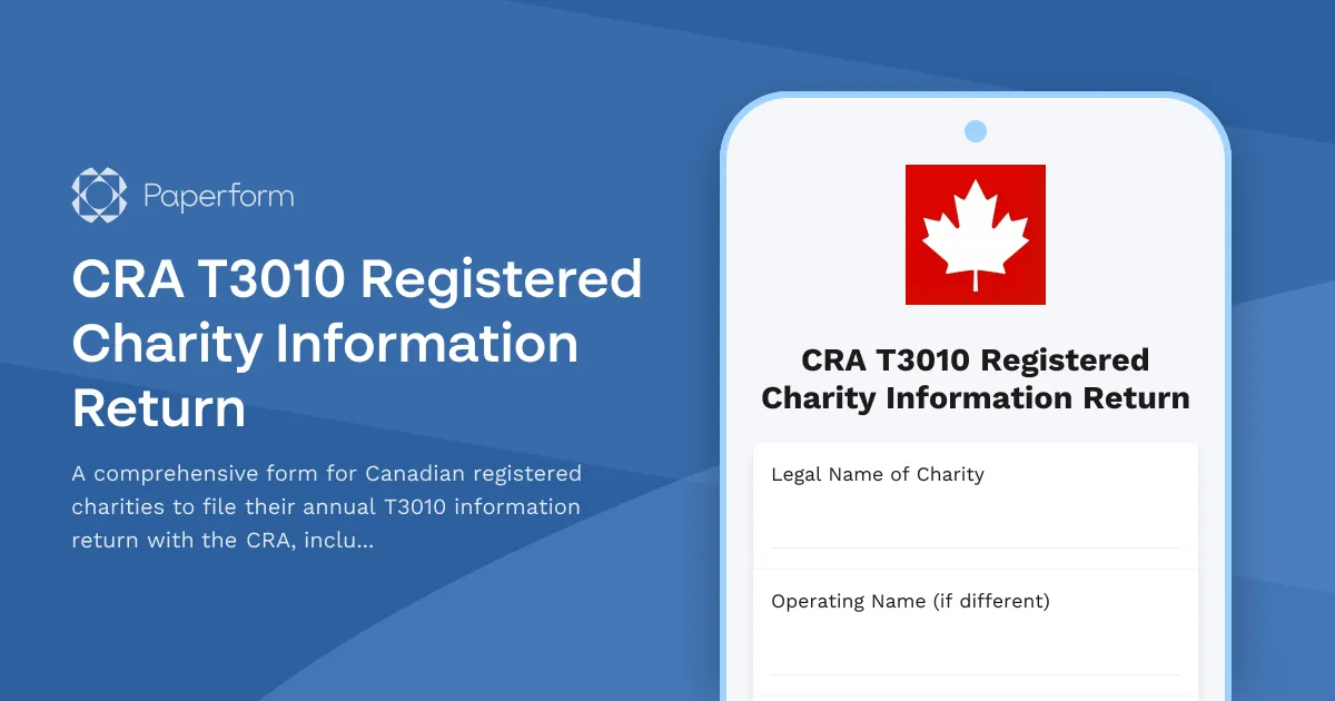 CRA T3010 Registered Charity Information Return