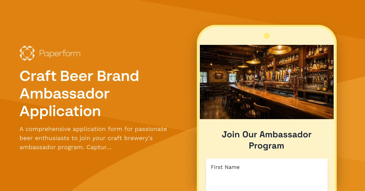 Craft Beer Brand Ambassador Application