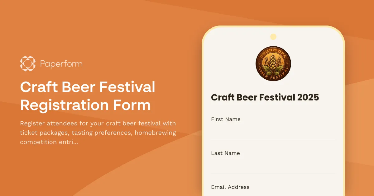 Craft Beer Festival Registration Form