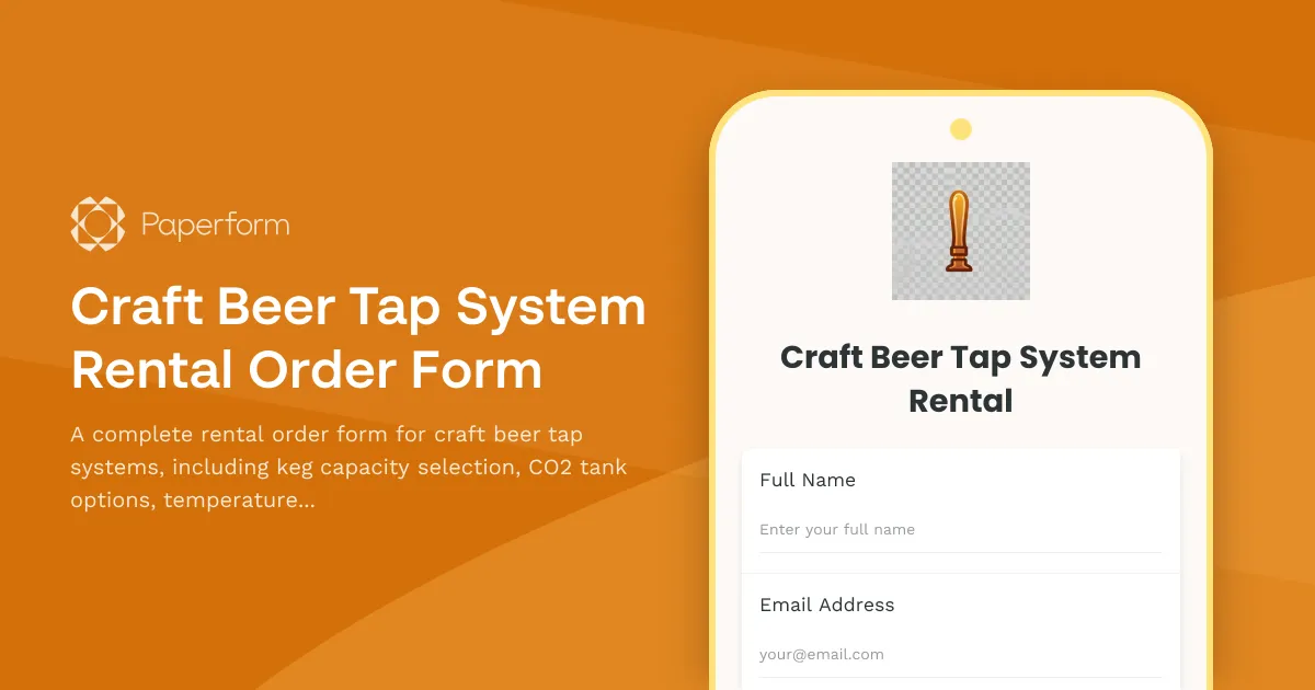Craft Beer Tap System Rental Order Form