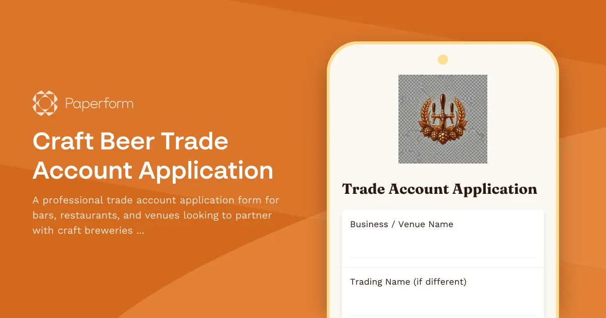 Craft Beer Trade Account Application