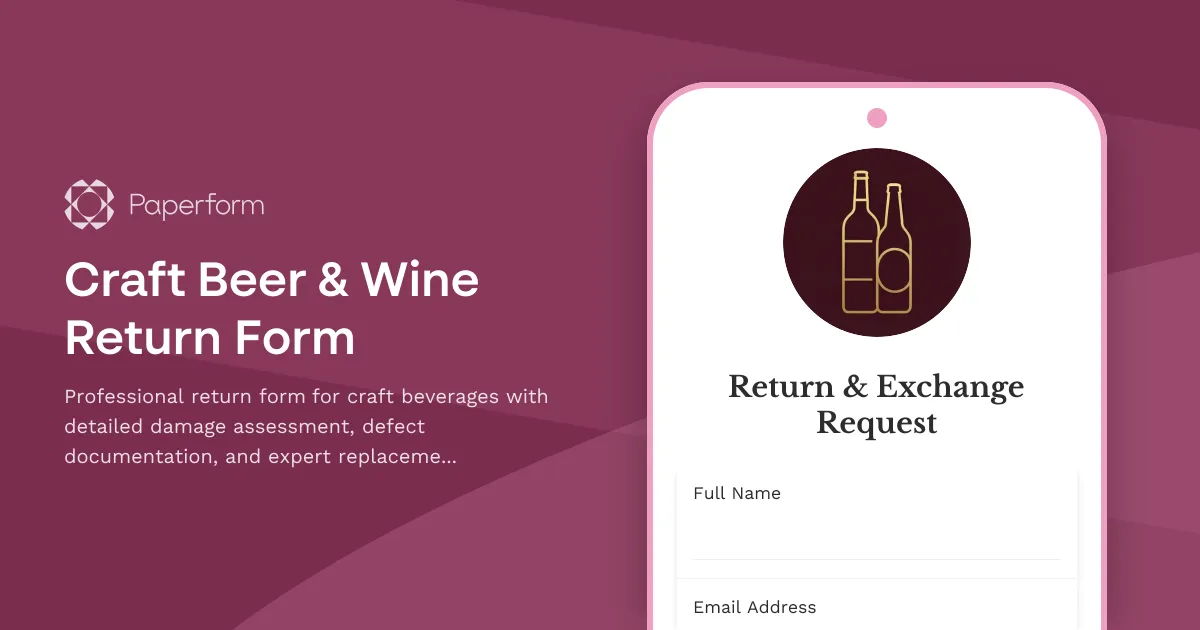 Craft Beer & Wine Return Form