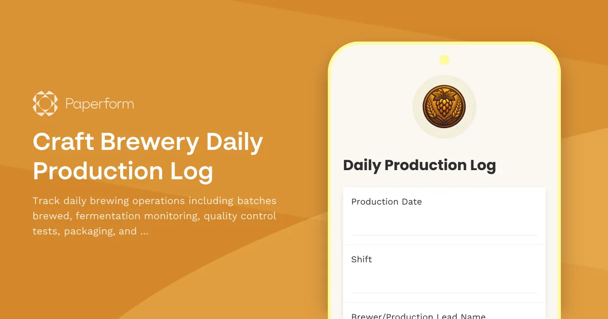 Craft Brewery Daily Production Log