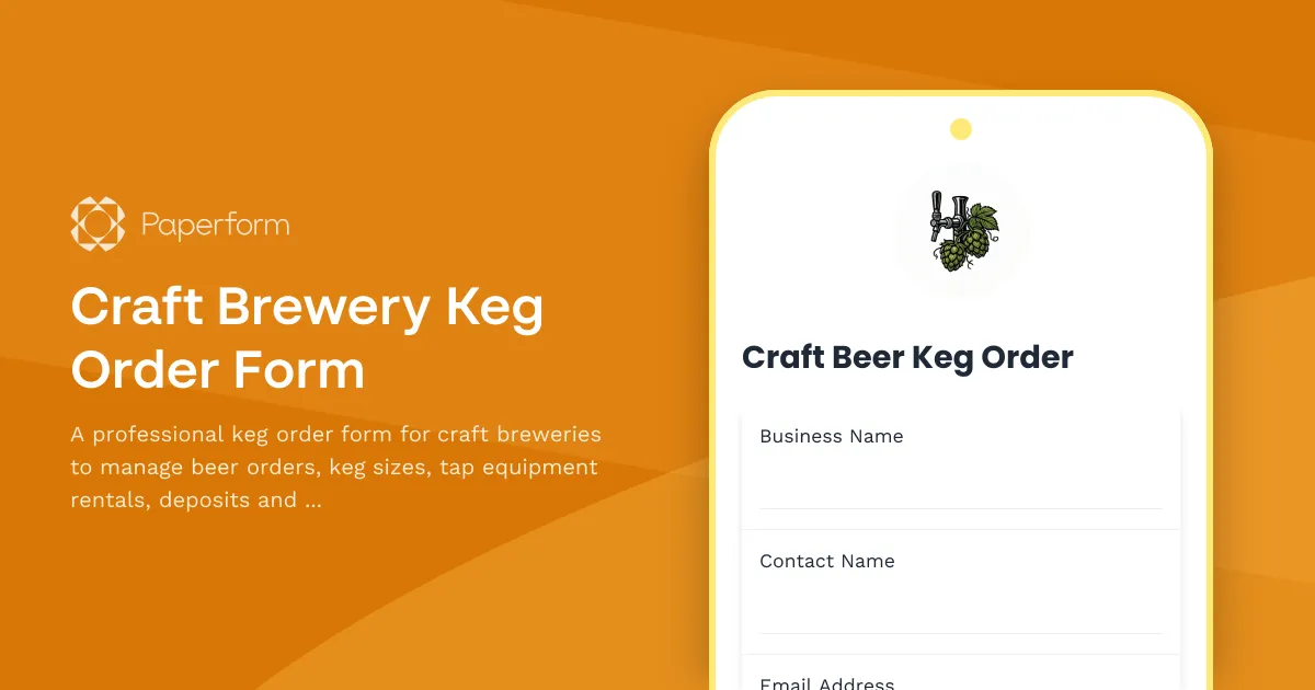 Craft Brewery Keg Order Form
