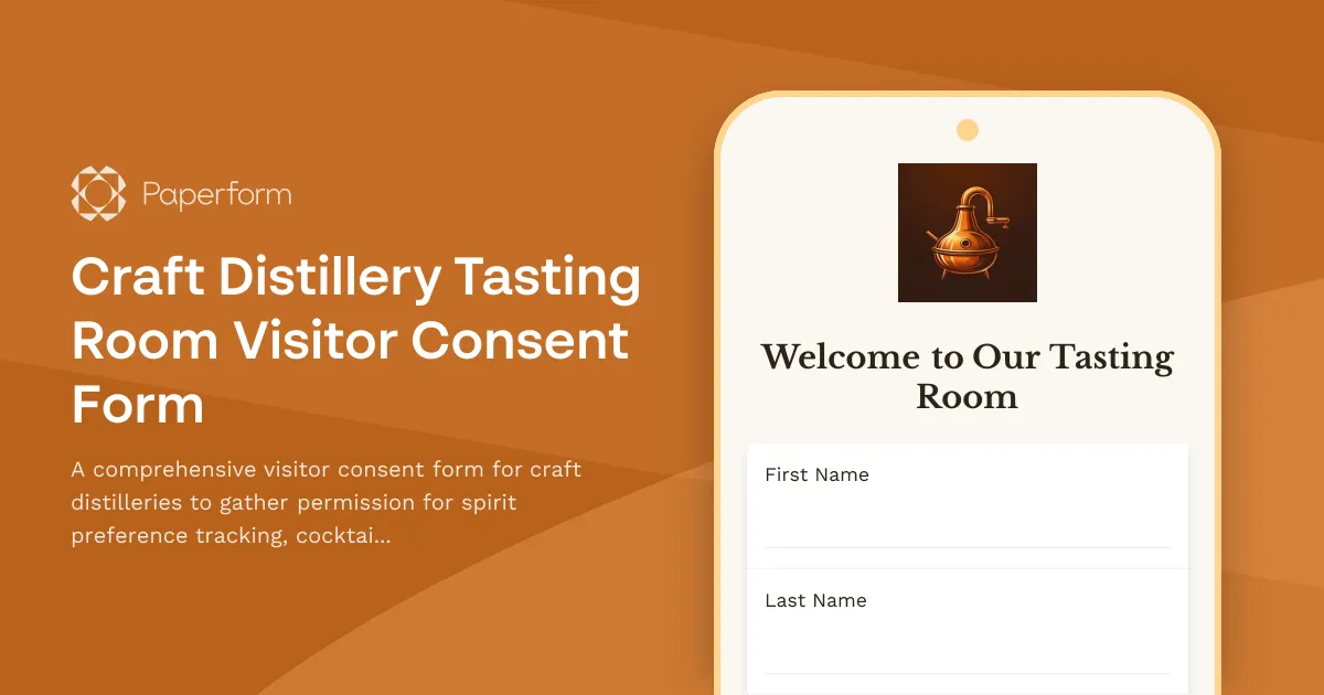 Craft Distillery Tasting Room Visitor Consent Form