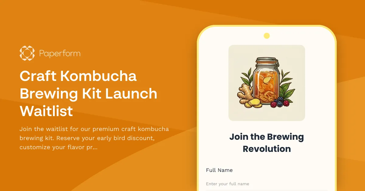 Craft Kombucha Brewing Kit Launch Waitlist