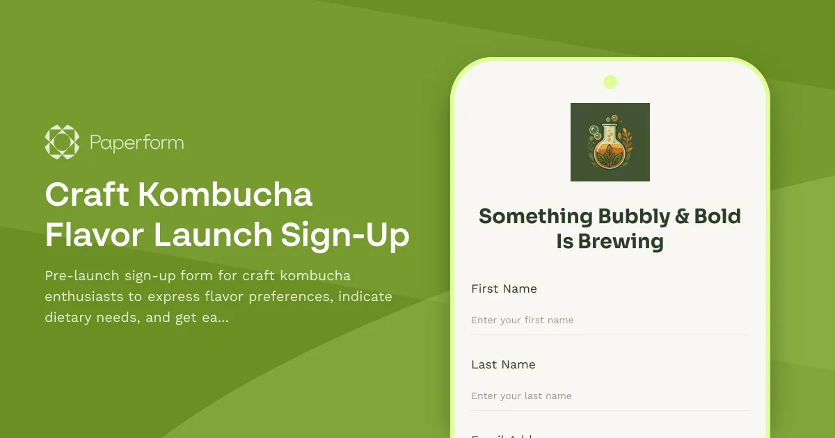 Craft Kombucha Flavor Launch Sign-Up
