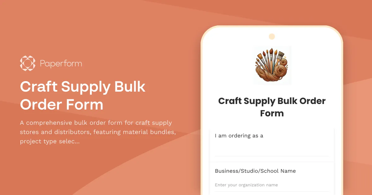 Craft Supply Bulk Order Form