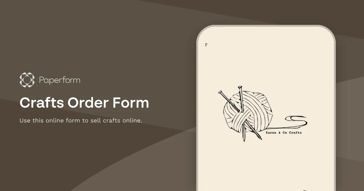 Crafts Order Form