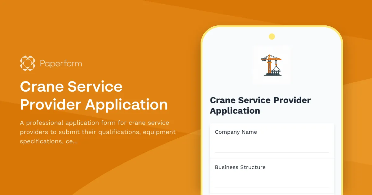Crane Service Provider Application