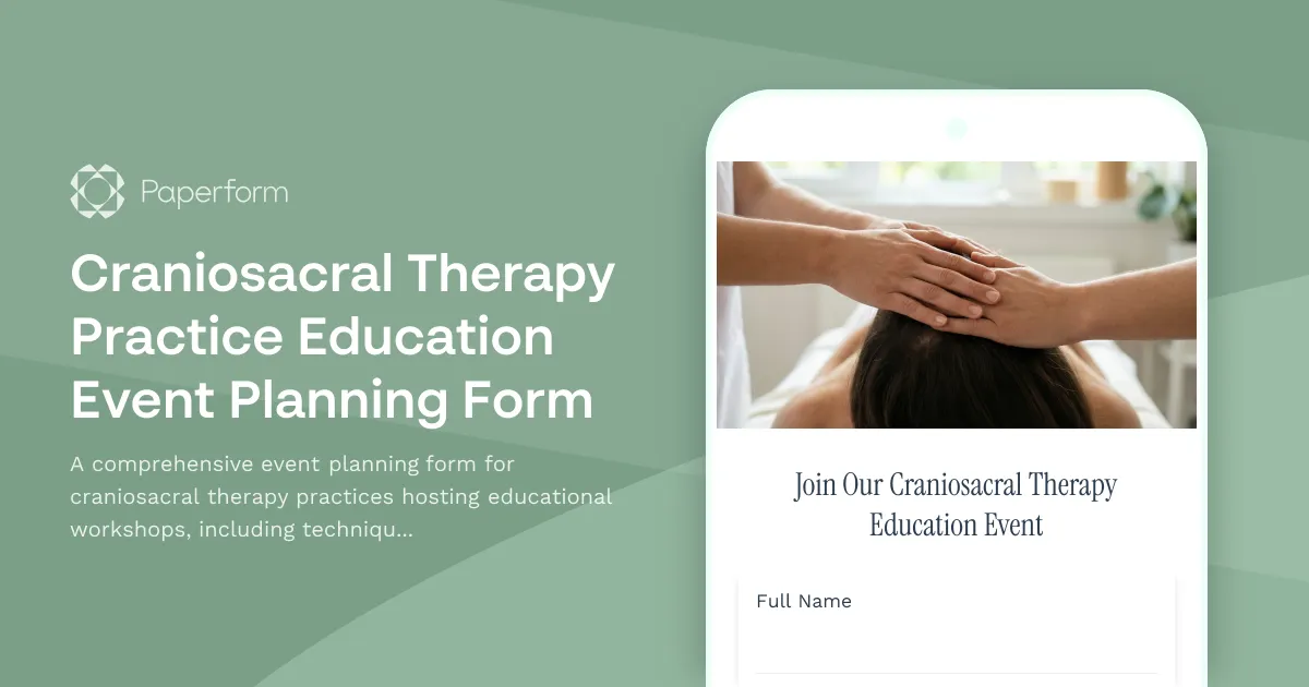 Craniosacral Therapy Practice Education Event Planning Form