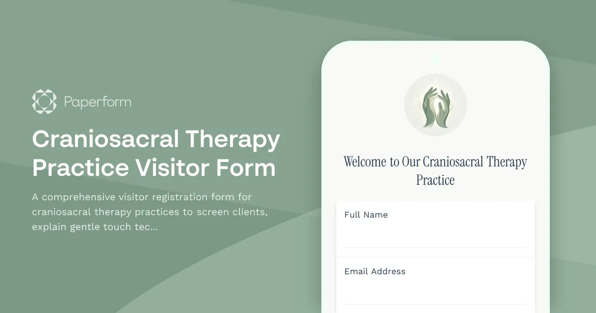 Craniosacral Therapy Practice Visitor Form