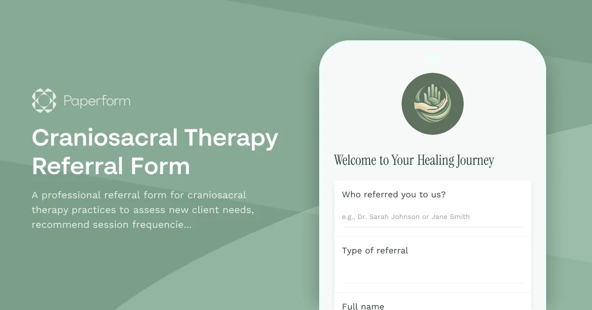 Craniosacral Therapy Referral Form