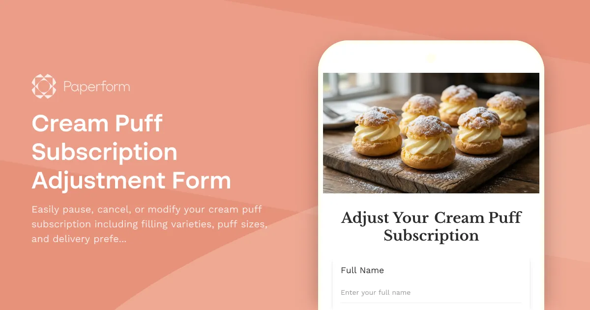 Cream Puff Subscription Adjustment Form