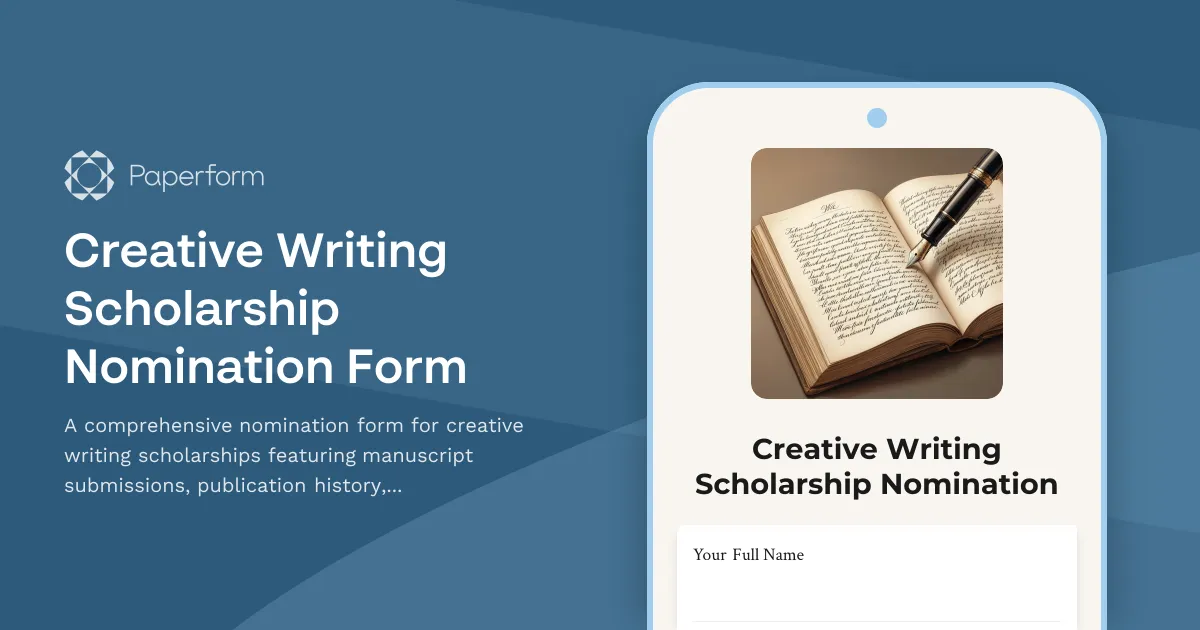Creative Writing Scholarship Nomination Form